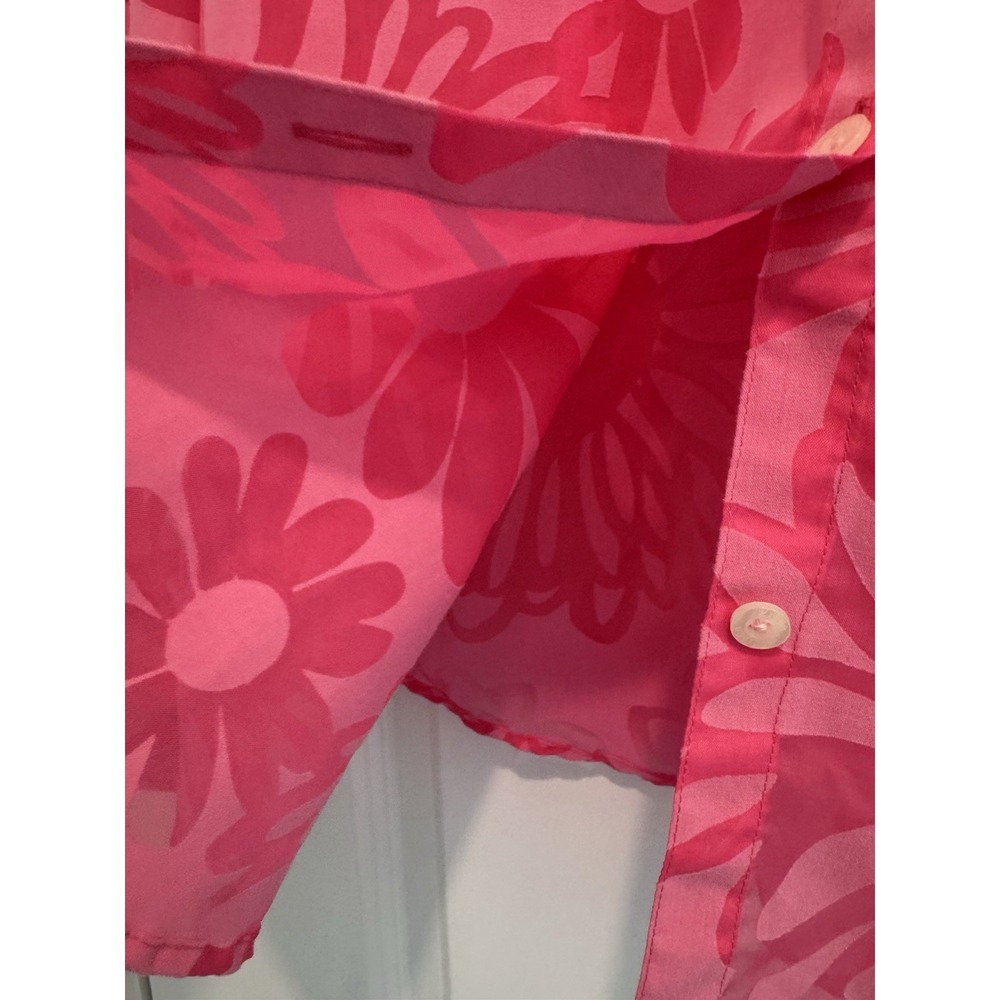 Lilly Pulitzer Pink Shirt Resort Fit Button Up Floral Sheer Beach Sz XL - Picture 5 of 12